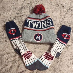 Minnesota Twins Beanie and Socks Set - Gray and Navy